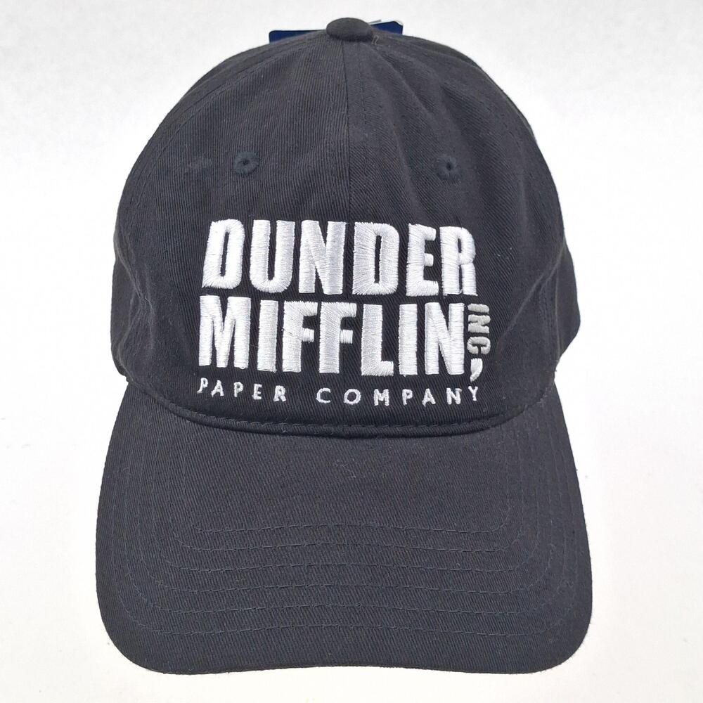 The Office Dunder Mifflin Hat Cap Strap Back One Size Black Logo Baseball Mens